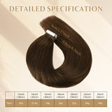 Vlasy Seamless Invisible Mini Tape In Hair Extension Human Hair 16Pcs Brown(6#)