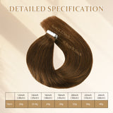 Vlasy Seamless Invisible Mini Tape In Hair Extension Human Hair 16Pcs Brown(8#)