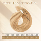 Vlasy Seamless Invisible Mini Tape In Hair Extension Human Hair 16Pcs Golden Brown + Golden Copper(P14/24K#)