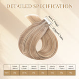 Vlasy Seamless Invisible Mini Tape In Hair Extension Human Hair 16Pcs Dark Blonde + Light Golden Blonde(P18K/613#)