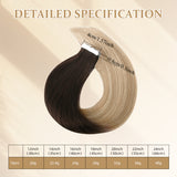 Vlasy Seamless Invisible Mini Tape In Hair Extension Human Hair 16Pcs Chocolate Brown To Blonde(T2/27+T2/60#)