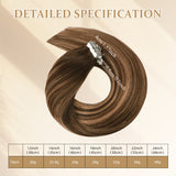 Vlasy Seamless Invisible Mini Tape In Hair Extension Human Hair 16Pcs Dark Brown And Blonde To Brown(T4/27+4#)