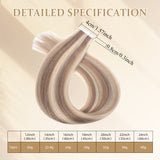 Vlasy Seamless Invisible Mini Tape In Hair Extension Human Hair 16Pcs Light Copper+Blonde(P16/60#)