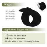 Vlasy Injection Hand-Tied Tape in Hair Extensions 16Pcs Virgin Human Hair (Jet Black #1)