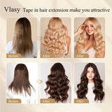 Vlasy Seamless Invisible Mini Tape In Hair Extension Human Hair 16Pcs Light Grey(Grey4#)