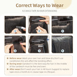 Vlasy Injection Tape in Virgin Human Hair Extensions 12''-24" Hand-Tied PU Skin Tape Hair Extension Straight 16Pcs Invisible Adhesive Tape Ins
