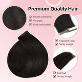 Vlasy Injection Hand-Tied Tape in Hair Extensions 16Pcs Virgin Human Hair (Natural Black #1B)