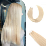 Vlasy Seamless Invisible Mini Tape In Hair Extension Human Hair 16Pcs Light Blond(60A#)