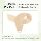 Vlasy 12-24inches Seamless Invisible Mini Tape In Hair Extension Human Hair 16Pcs