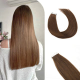 Vlasy Seamless Invisible Mini Tape In Hair Extension Human Hair 16Pcs Brown(6#)