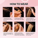Vlasy Injection Hand-Tied Tape in Hair Extensions 16Pcs Virgin Human Hair (Natural Black #1B)