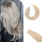 Vlasy Seamless Invisible Mini Tape In Hair Extension Human Hair 16Pcs Light Grey(Grey4#)