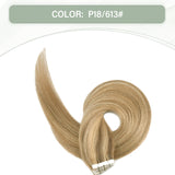 Vlasy 12-24inches Seamless Invisible Mini Tape In Hair Extension Human Hair 16Pcs