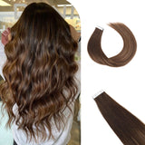 Vlasy Seamless Invisible Mini Tape In Hair Extension Human Hair 16Pcs Dark Brown And Blonde To Brown(T4/27+4#)