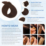 Vlasy Injection Hand-Tied Tape in Hair Extensions 16Pcs Virgin Human Hair (Dark Brown #4)
