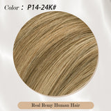 Vlasy Seamless Invisible Mini Tape In Hair Extension Human Hair 16Pcs Golden Brown + Golden Copper(P14/24K#)